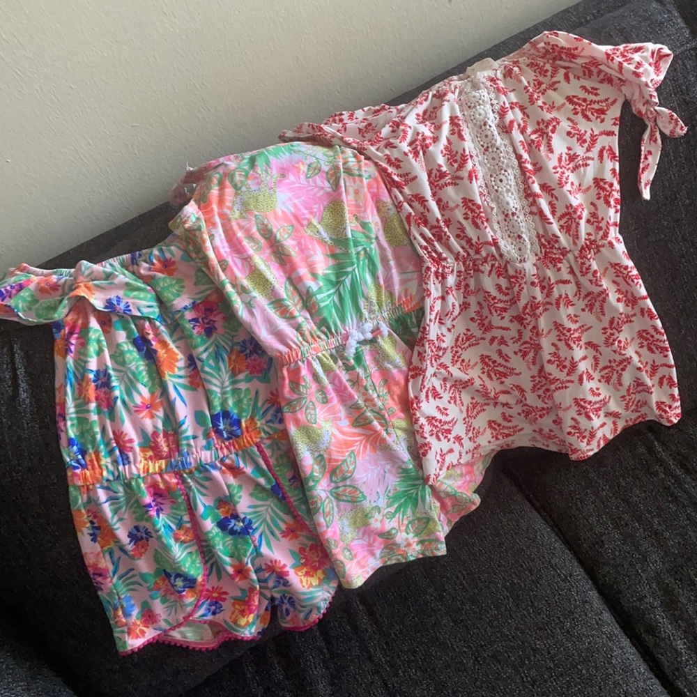 3 rompers. 6x/7/8